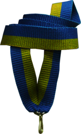 Стрічка для медалей та бейджів синьо-жовта 10 мм